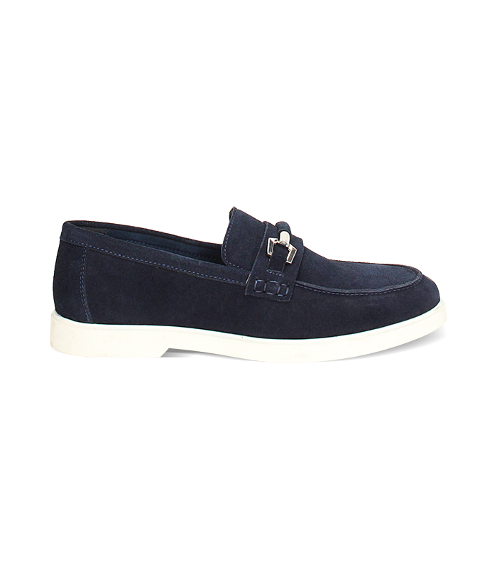Mocassino da uomo in camoscio blu, casual