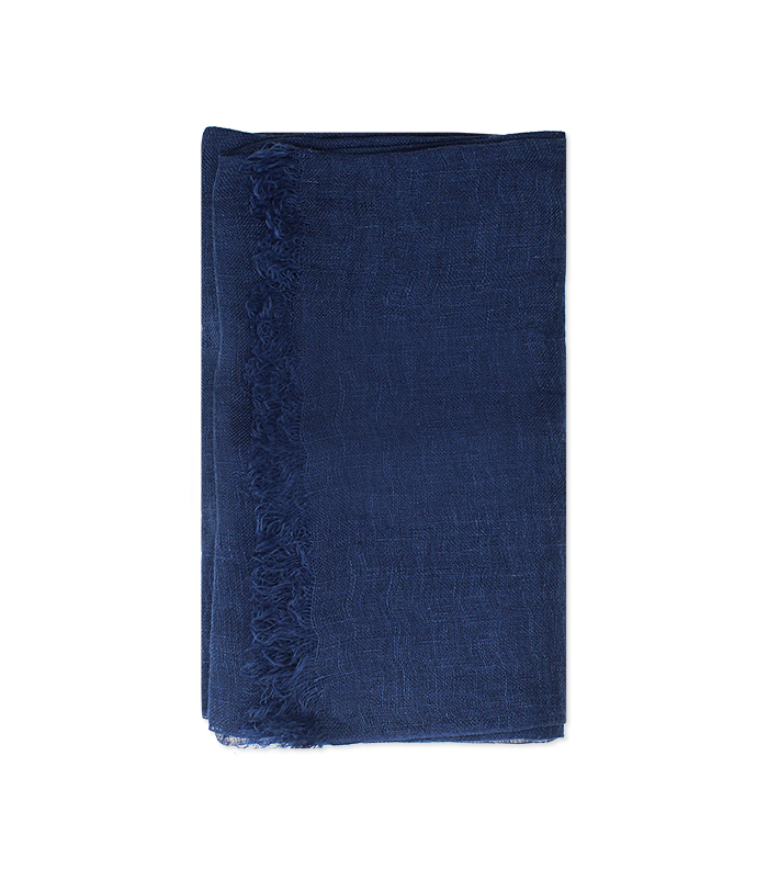 Pashmina blu con frange sottili