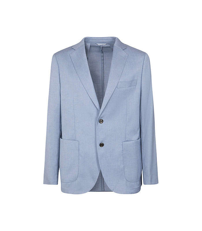 Giacca celeste con dettagli sartoriali