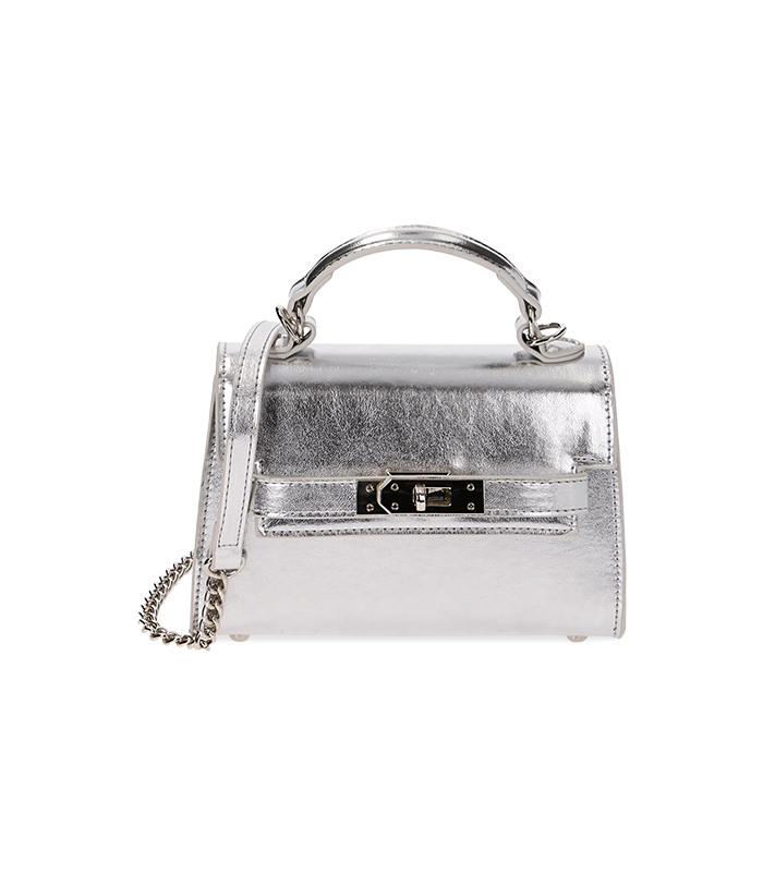 Mini bag argento laminato