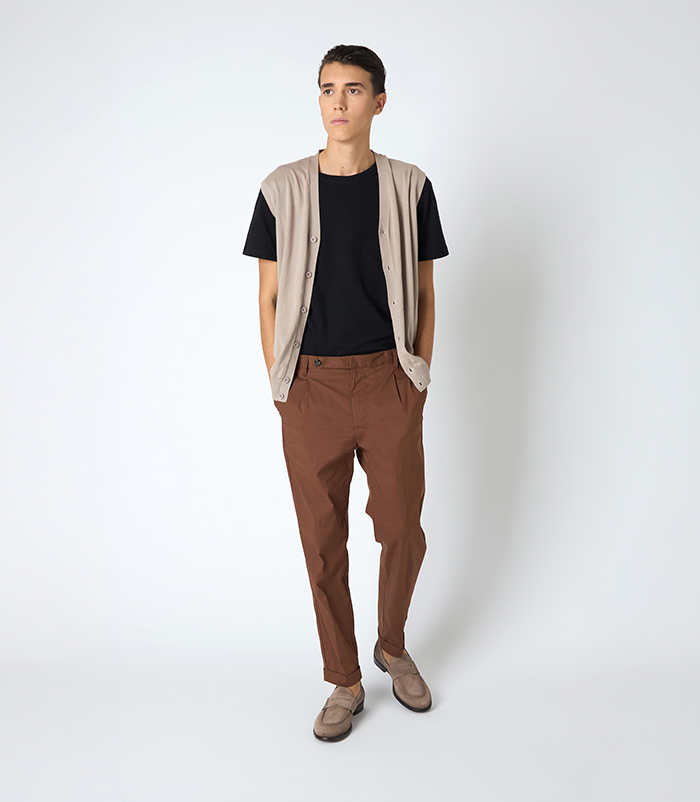 Gilet da uomo in cotone beige