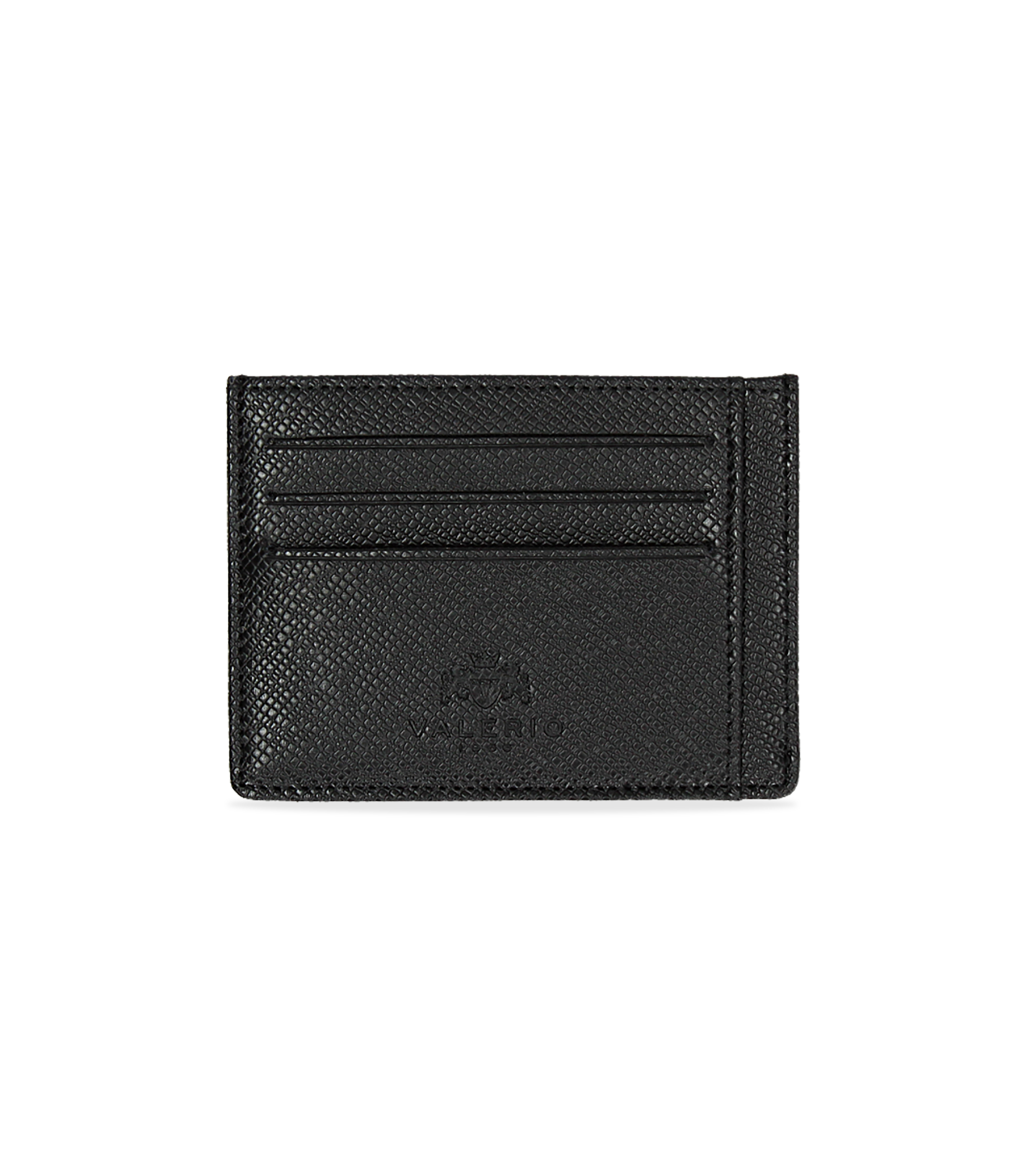 Portafoglio nero in pelle con logo embossed
