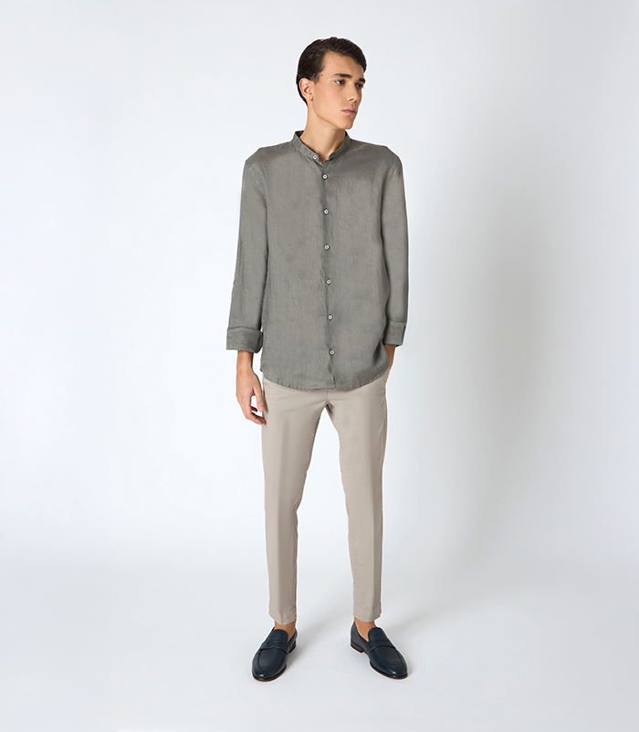 Pantalone  da uomo in cotone beige classico