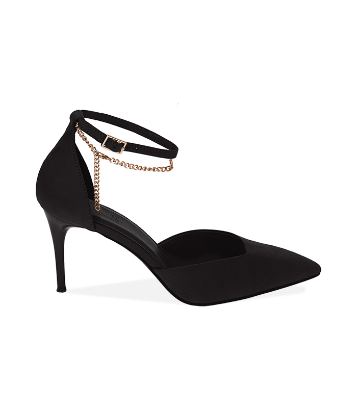 Décolleté nere in microfibra, tacco 8 cm