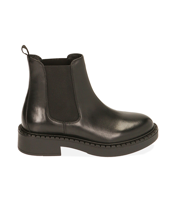 Chelsea boots neri in pelle, tacco 4 cm