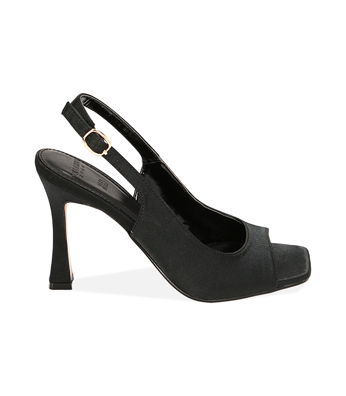 Décolleté Slingback open toe Nere, tacco 9,5 cm