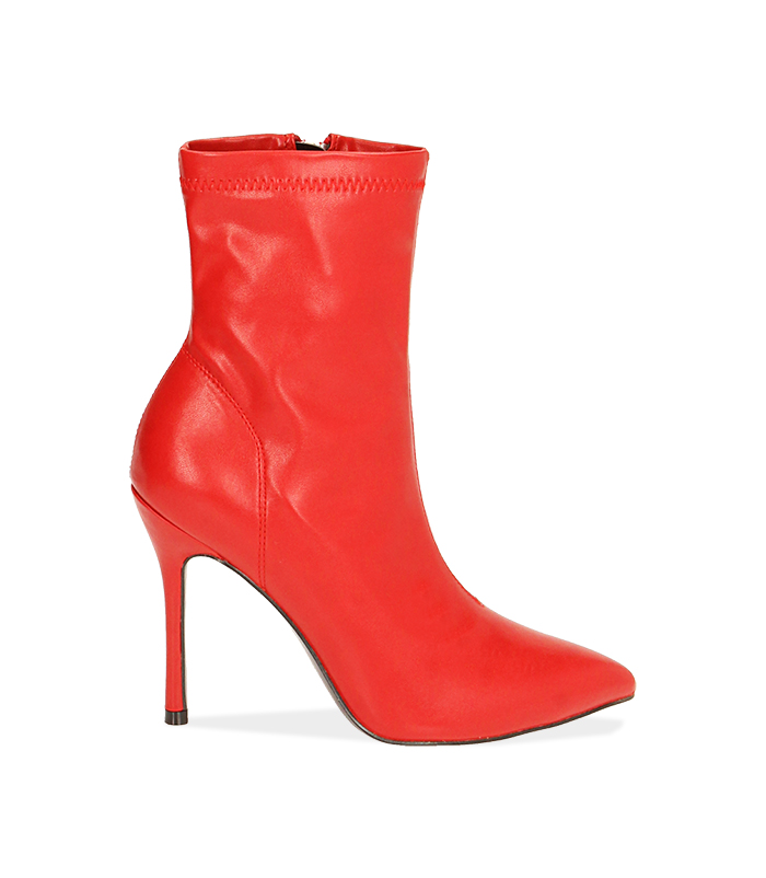 Ankle boots rosso, tacco 11 cm 