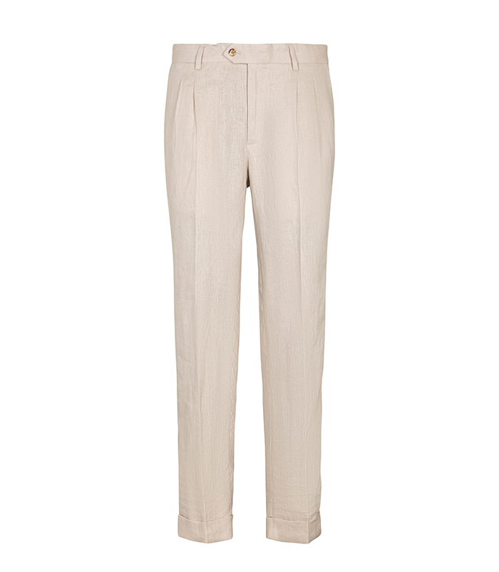 Completo pantalone sabbia con pieghe eleganti