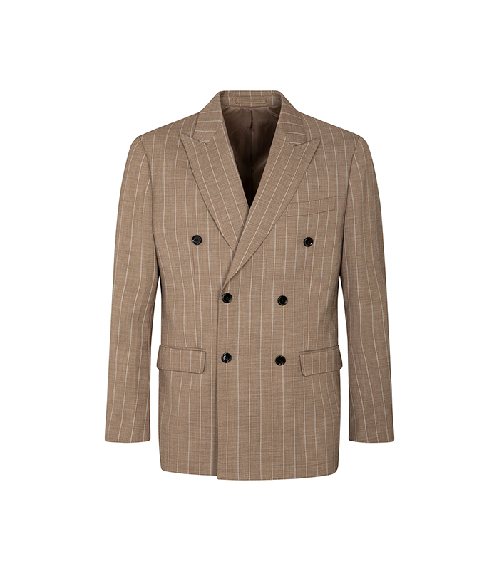 Completo giacca marrone-beige a righe sottili