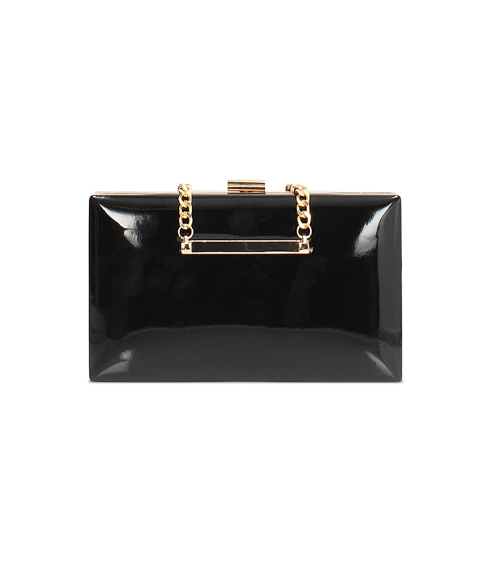 Clutch nera in vernice