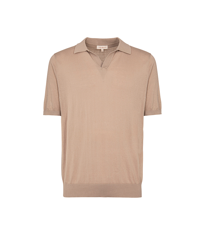 Maglia polo beige colletto classico