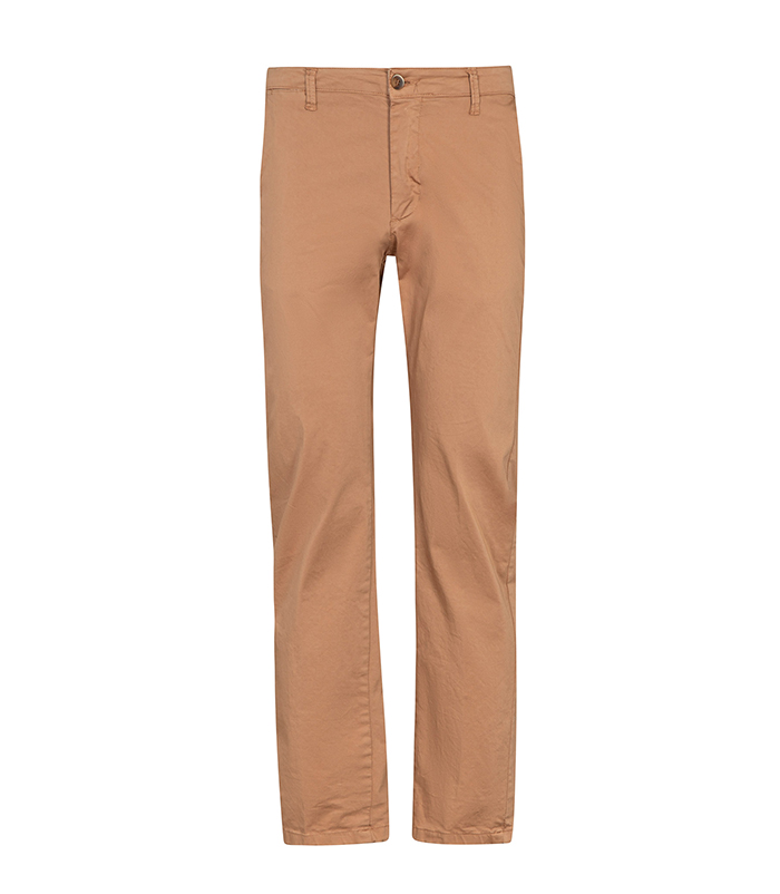 Pantaloni nocciola con chiusura a filetto