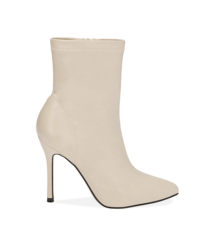 Ankle boots panna, tacco 11 cm 
