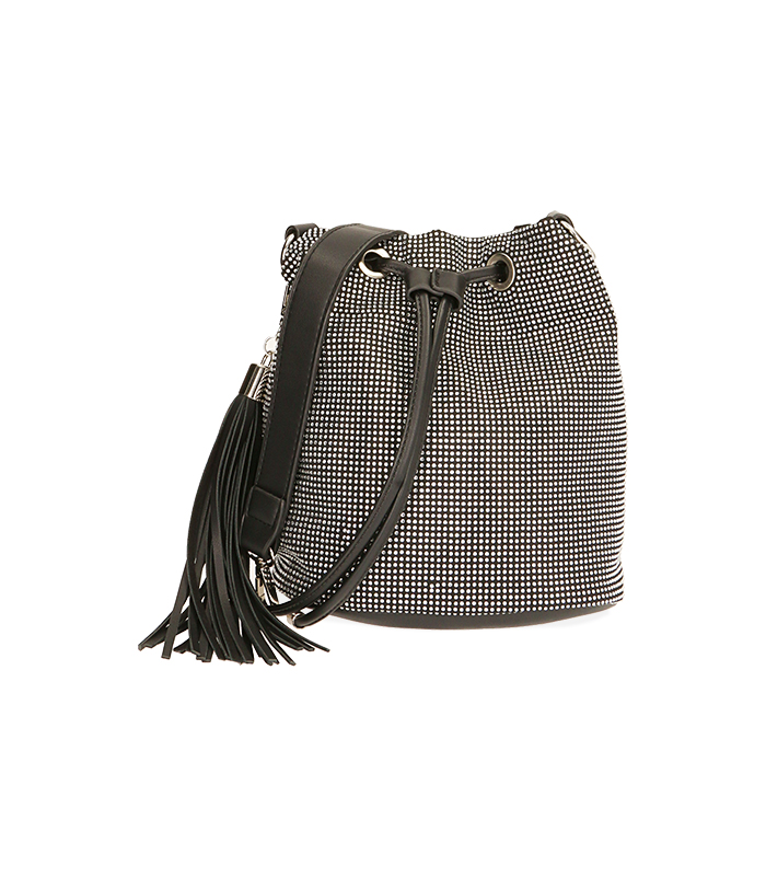 Mini bag nera in strass