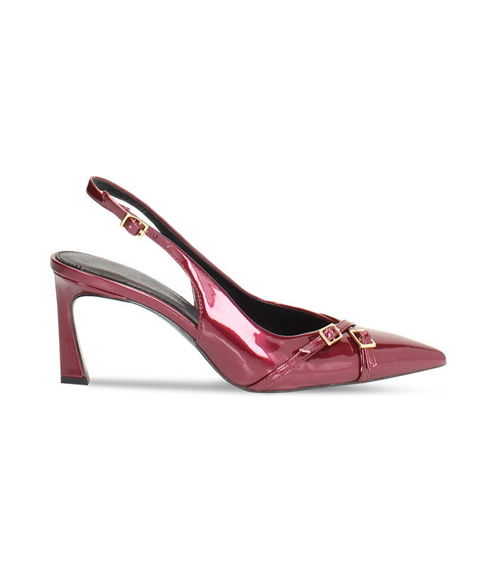 Slingback cherry in vernice perlata e suola in pelle