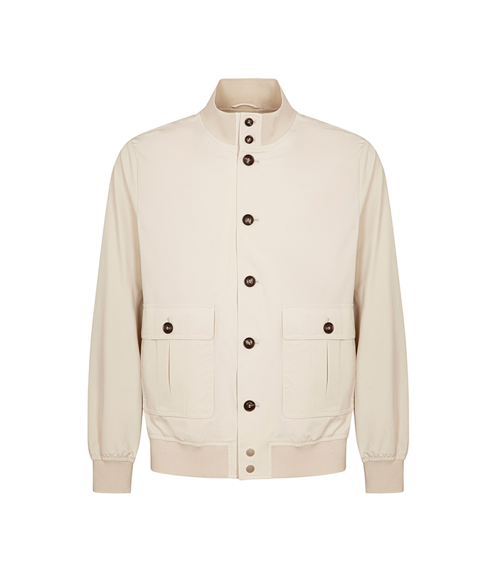 Giubbino panna con bottoni a contrasto