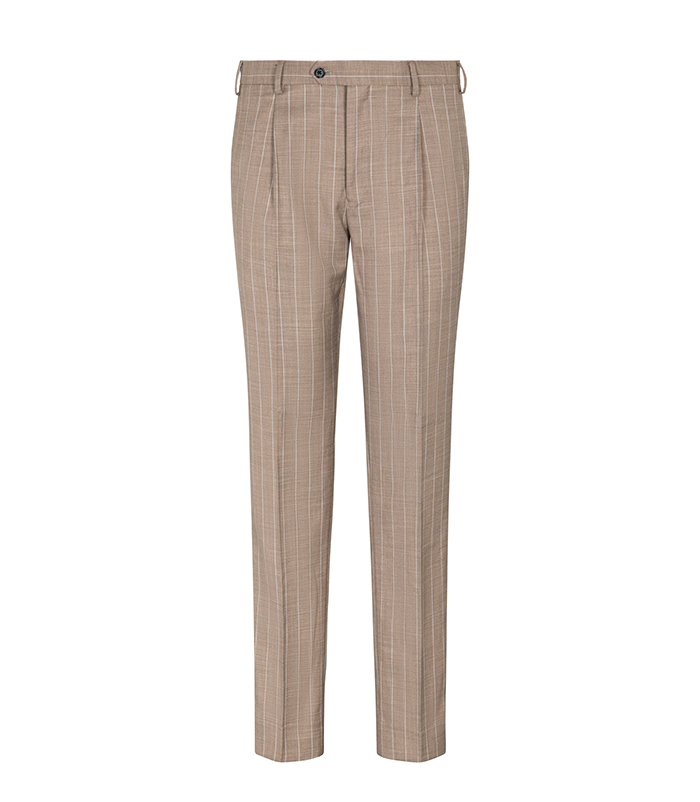Completo pantalone marrone-beige gessato