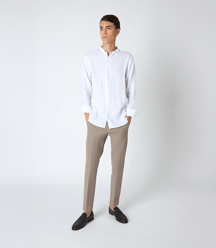 Pantalone  da uomo in cotone fango classico