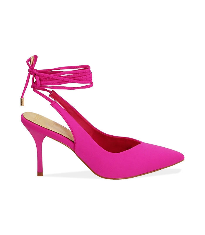 Slingback lace-up fucsia in lycra, tacco 8,5 cm | Valerio 1966