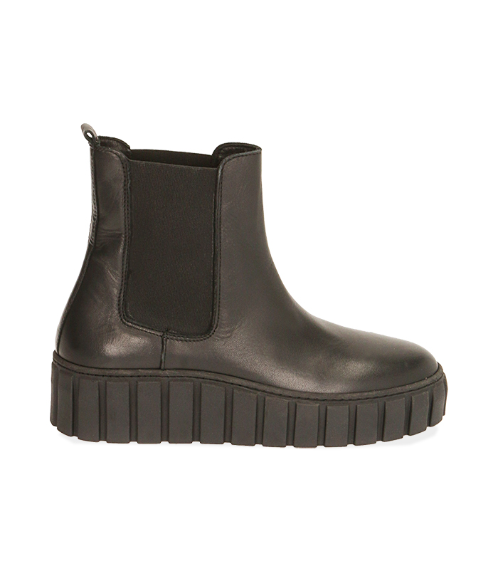 Chelsea boots neri in pelle, tacco 5 cm