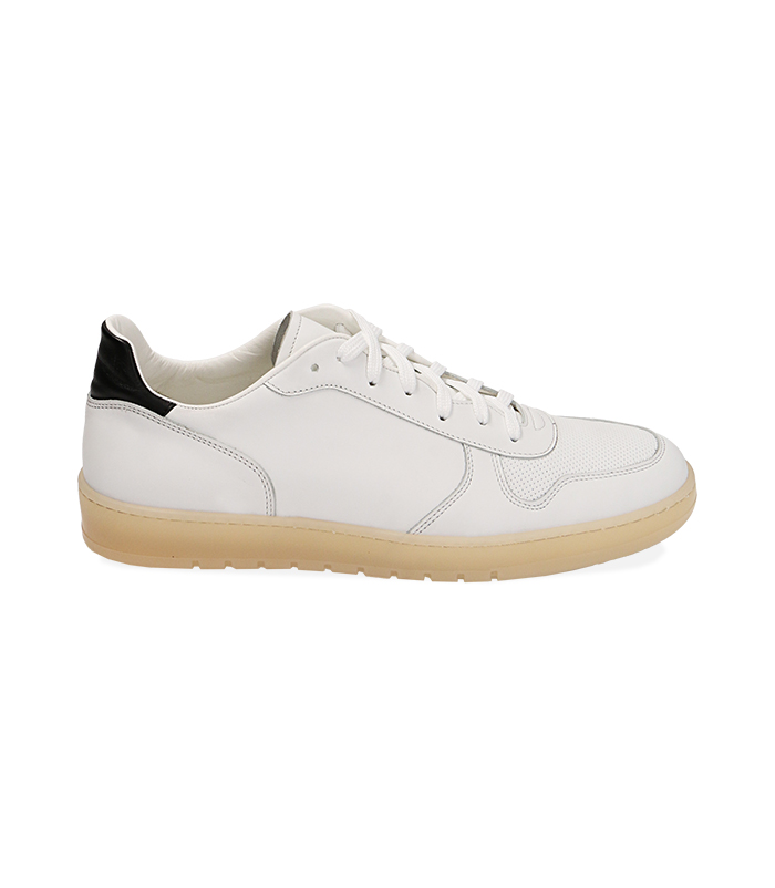 Sneakers bianco/nero in pelle