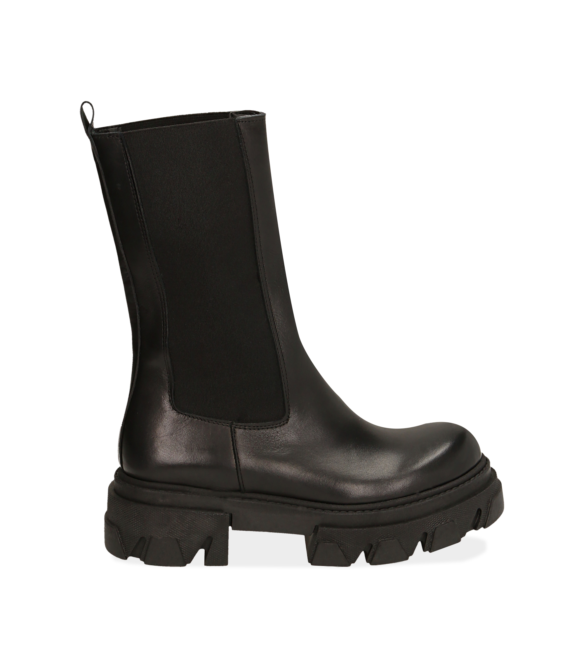 Chelsea boots neri in pelle vitello, tacco 5,50 cm 