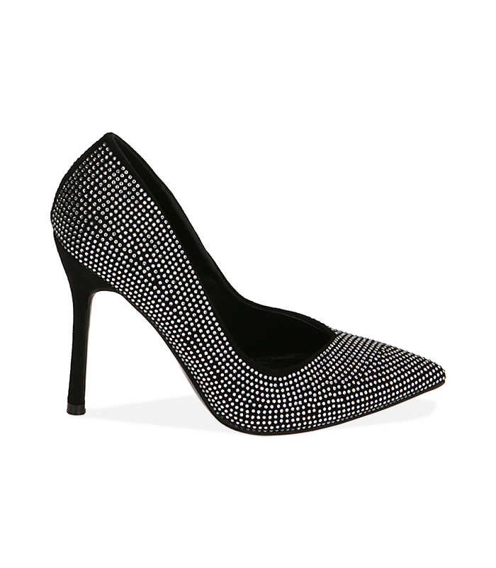 Décolleté nere con strass, tacco 10,5 cm 